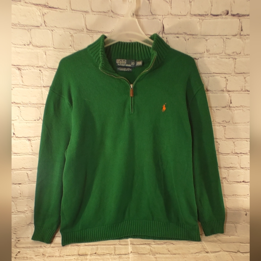 Vintage Polo Ralph Lauren 2XB 1/4 Zip Pullover Green Knit Sweater